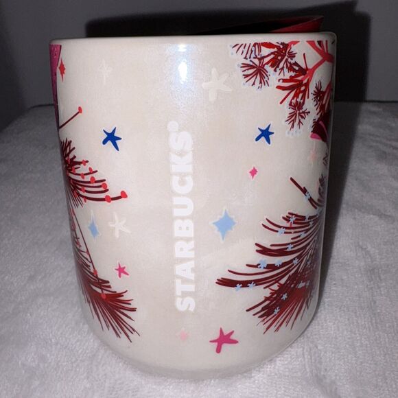 Starbucks 2023 Holiday Collection Pink Pine Rose Tea/Coffee Mug w/ Sliding Lid - Picture 4 of 9